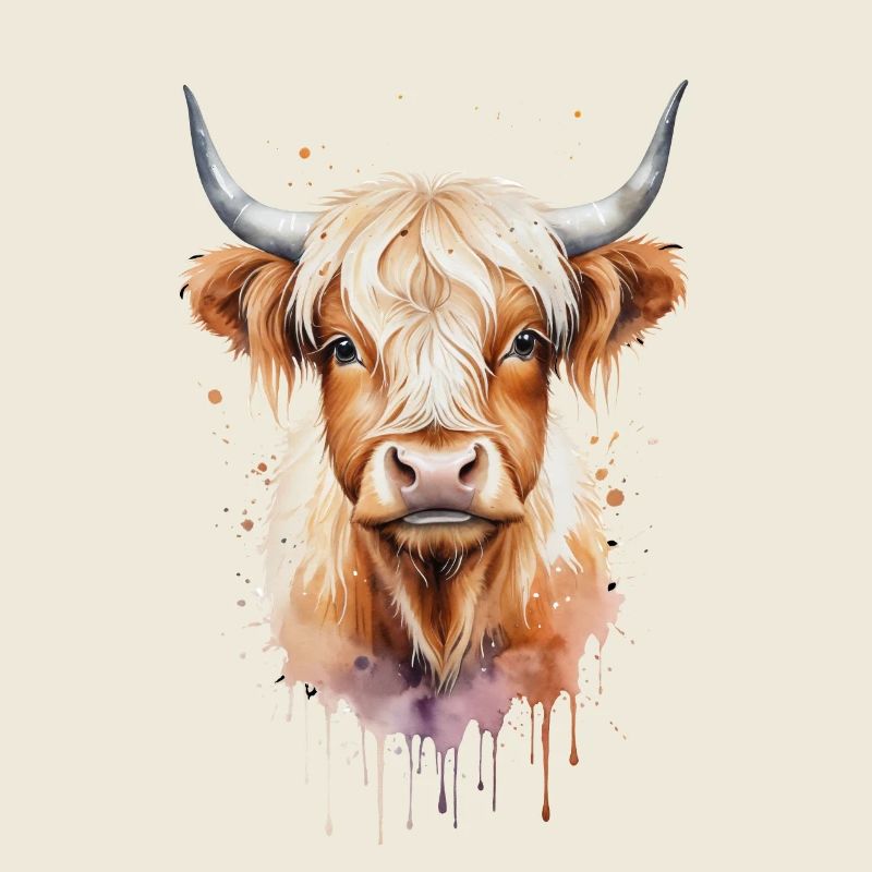 Highland Cow Art de l’aquarelle - Rustique et charmant