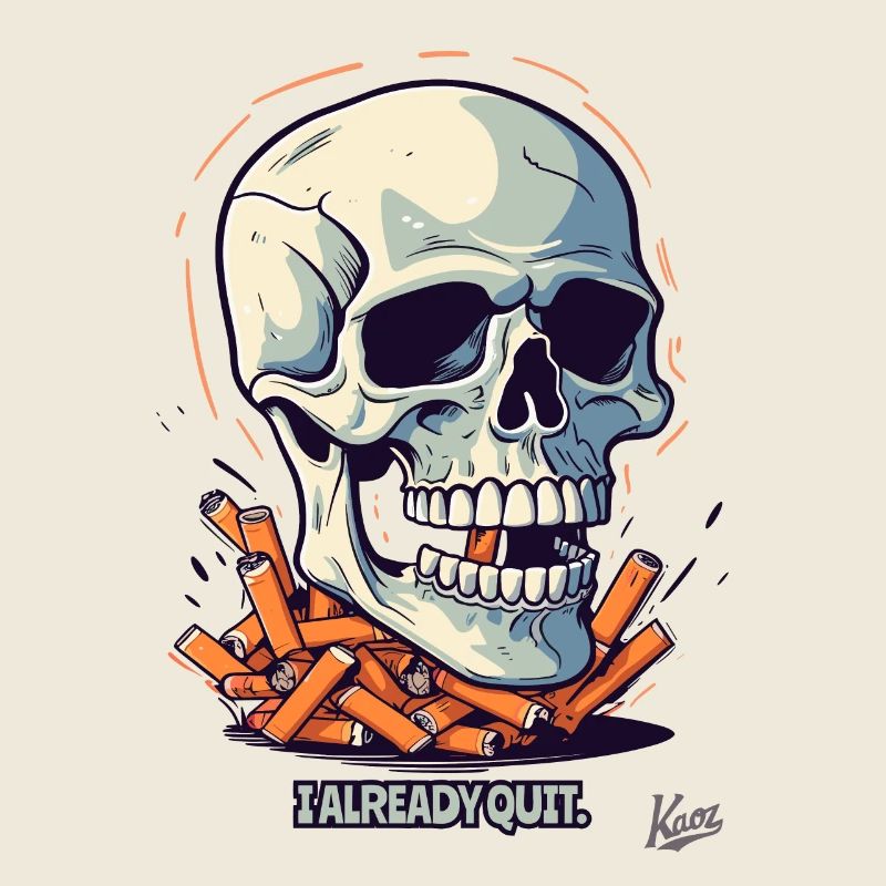Quitting smoking: cigarettes and skull