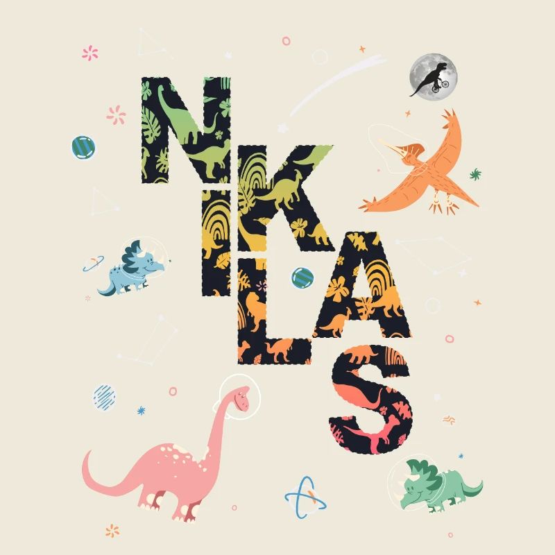 NIKLAS - Beautiful boy name with dinosaur