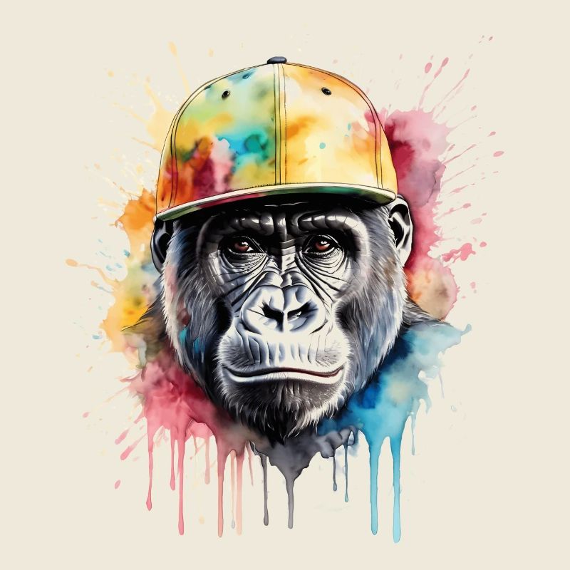 Gorilla Snapback Cap Affe Cool Tier Design Print