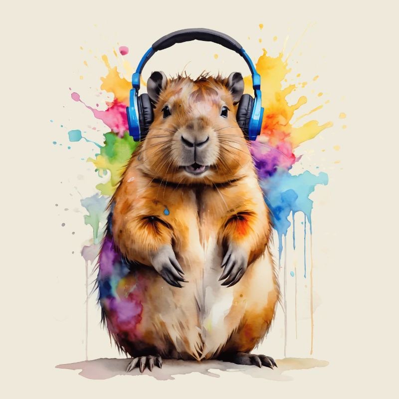 Capybara Kopfhörer Capy Bunt Tier Design Print