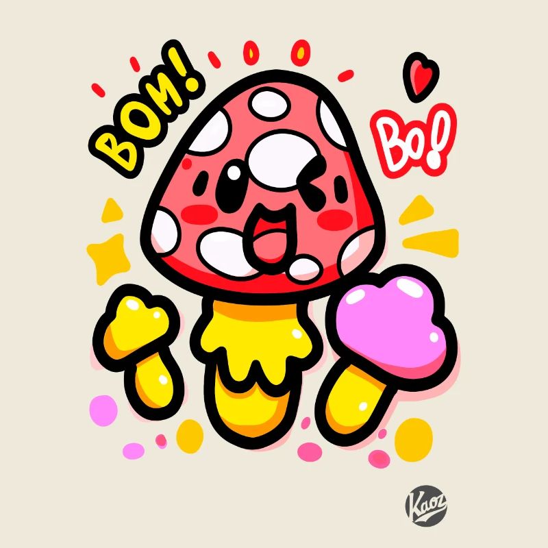 Lustige bunte Kawaii-Pilze