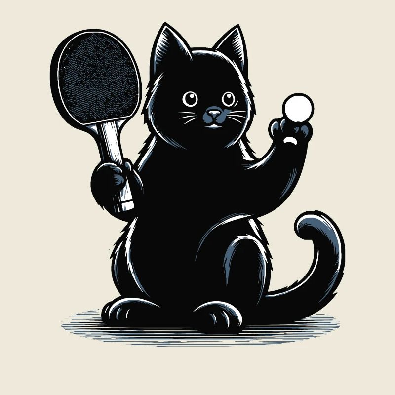 Tennis de table chat ping-pong chat noir Tenue de papa