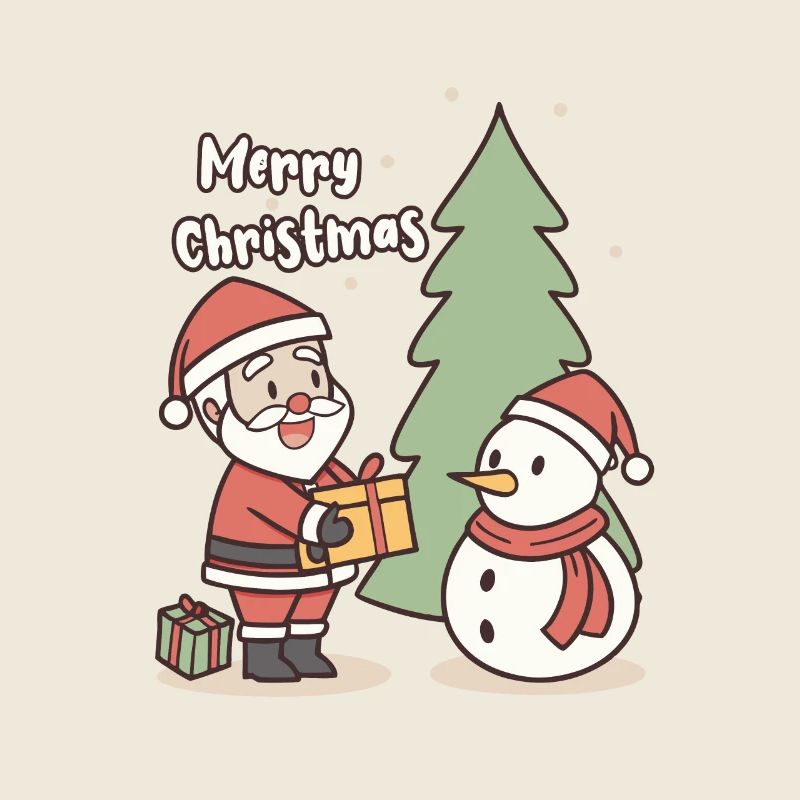 Merry Christmas - Weihnachtsmann & Schneemann