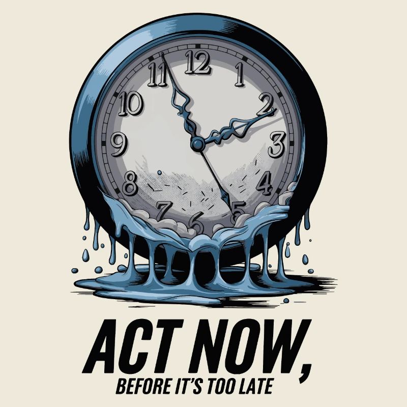 Melting Clock Act Now Conscience climatique Art