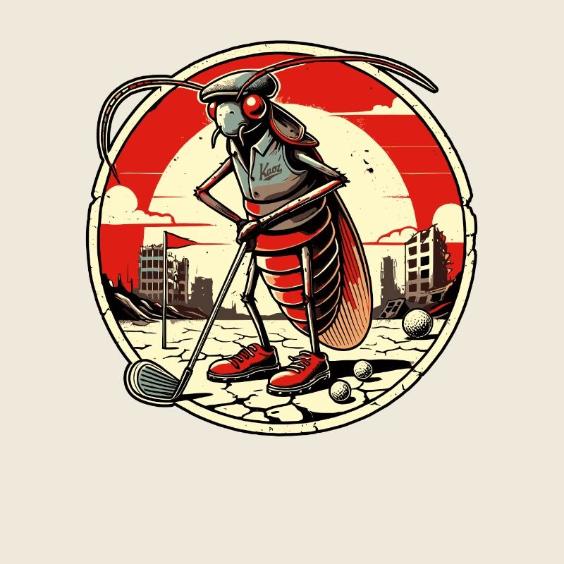 nach der Apokalypse, eine Kakerlake beim golfen