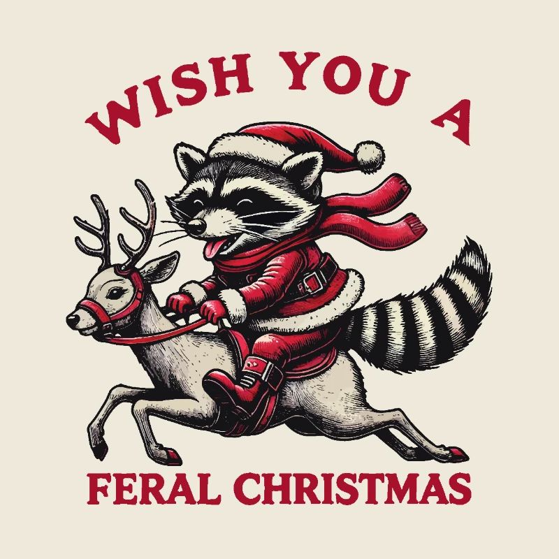 Wilde Weihnachten Waschbär Reiten