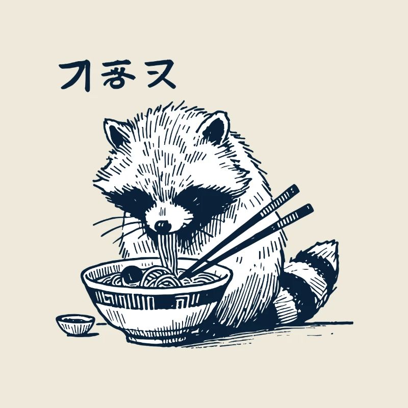 Ukiyo-E Waschbär Ramen Nudeln Retro Japan Kawaii