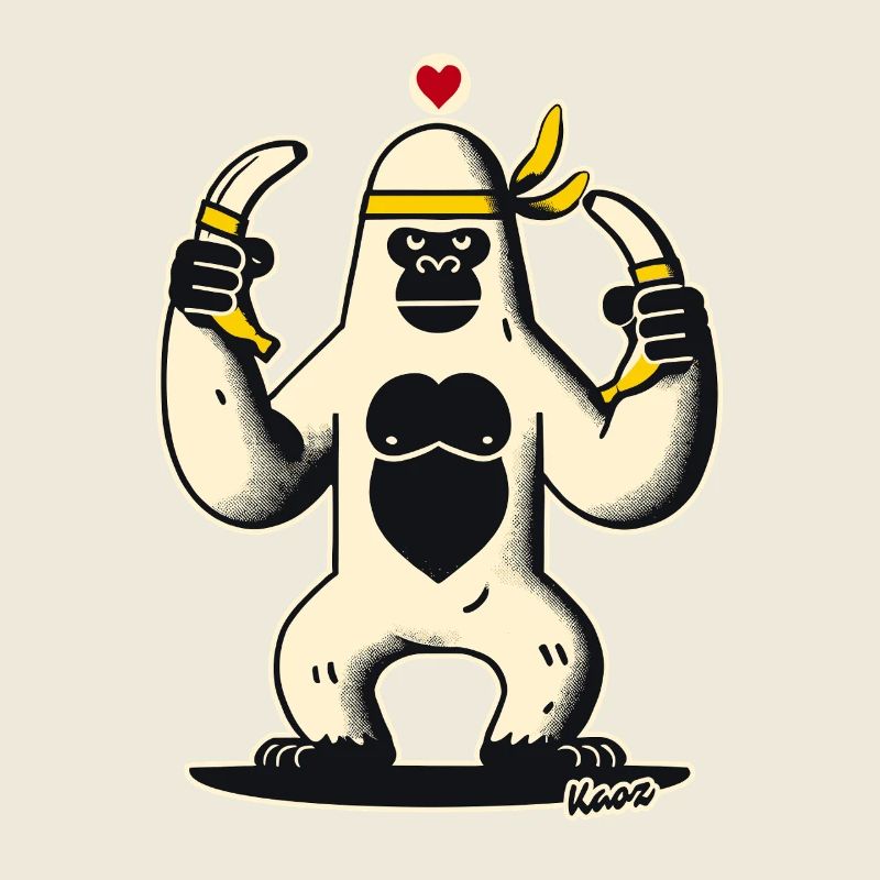 Ninja-Gorilla mit Bananen