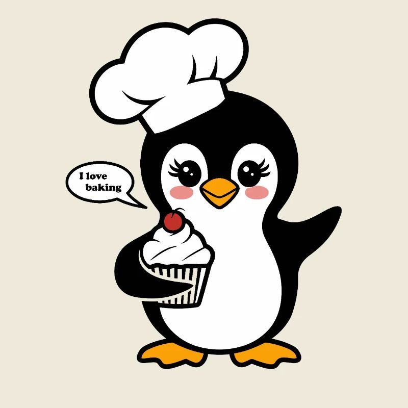 Penguin with chef's hat loves baking