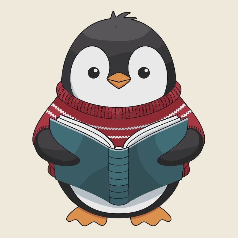 Gemütlicher Pinguin Mit Buch Motiv