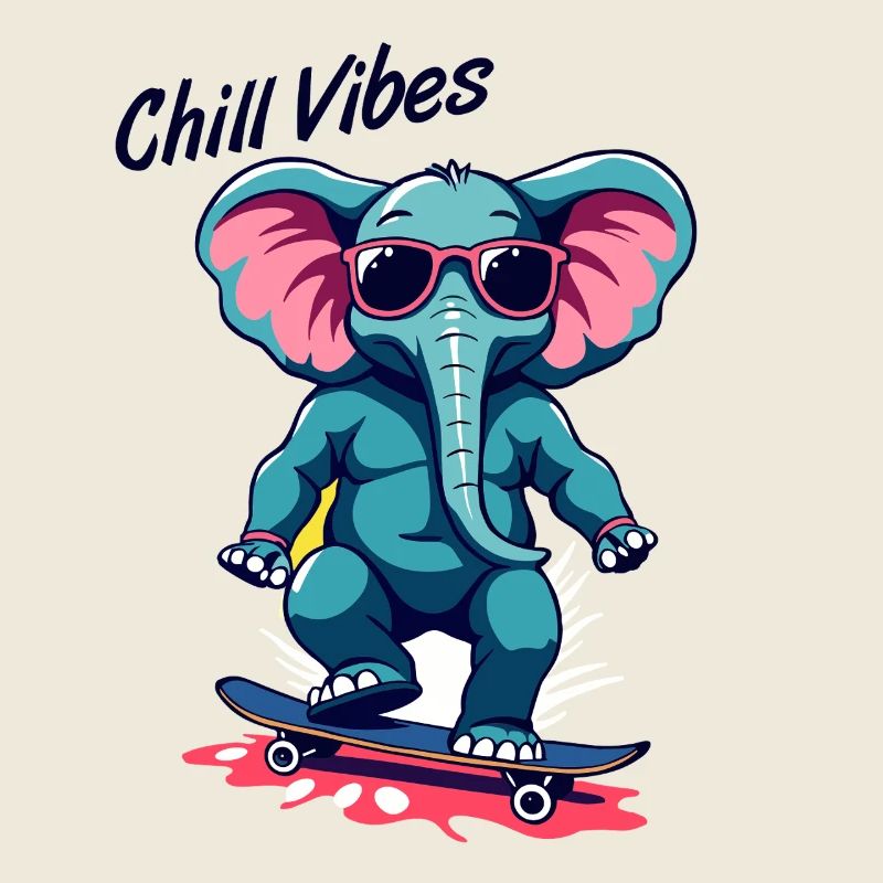 Elephant Skateboard Skater Chill Vibes