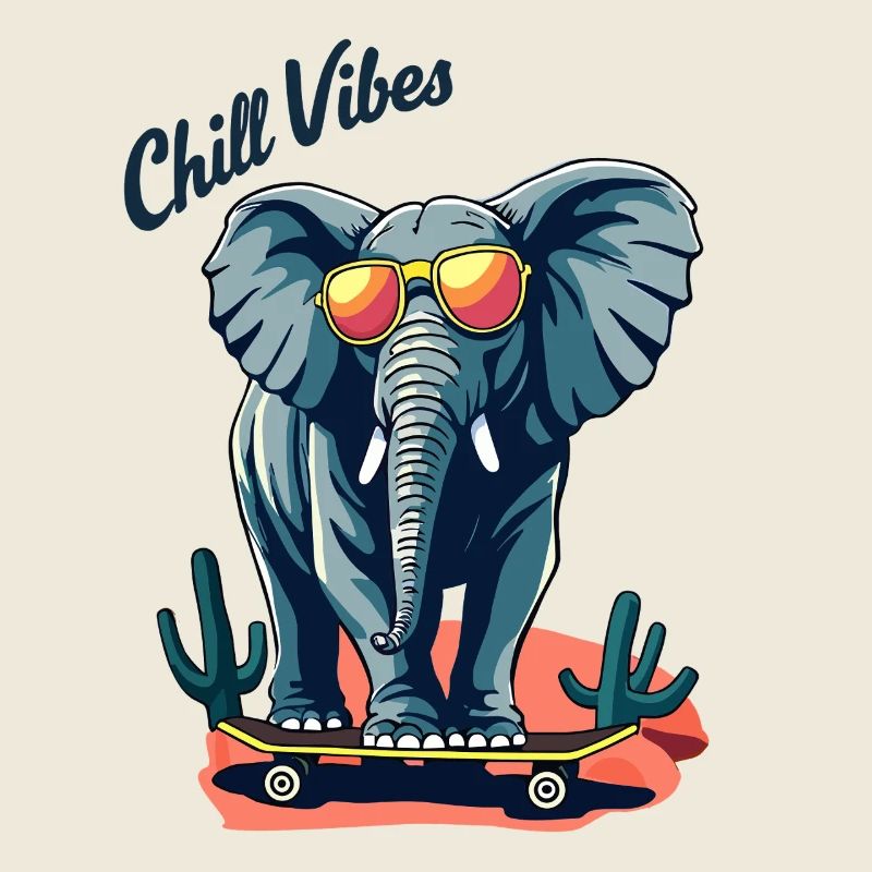 Elephant Skateboard Skater Chill Vibes