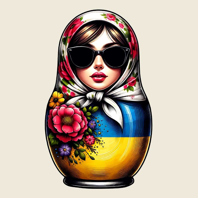Ukraine Matryoshka with sunglasses for Ukrainians