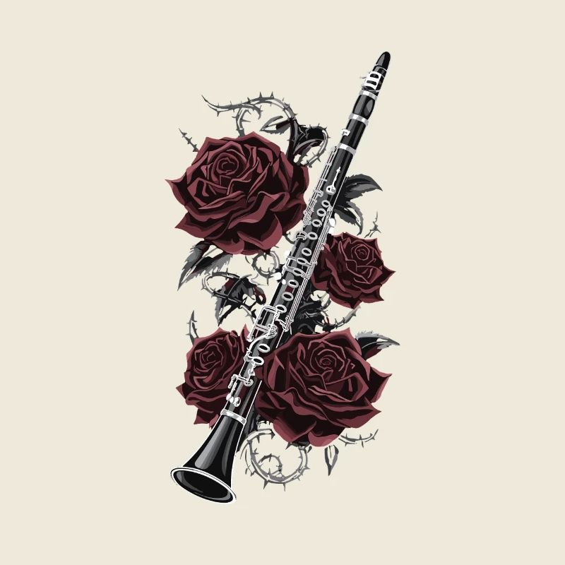 Clarinette avec des roses