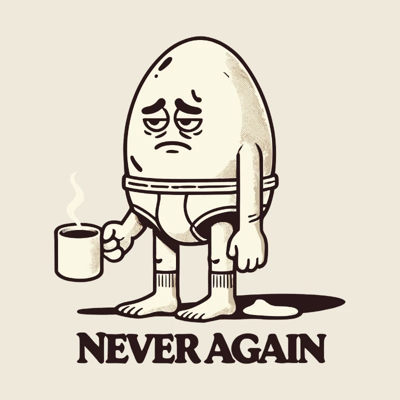 Tired Morning Egg with Coffee – "Never Again"