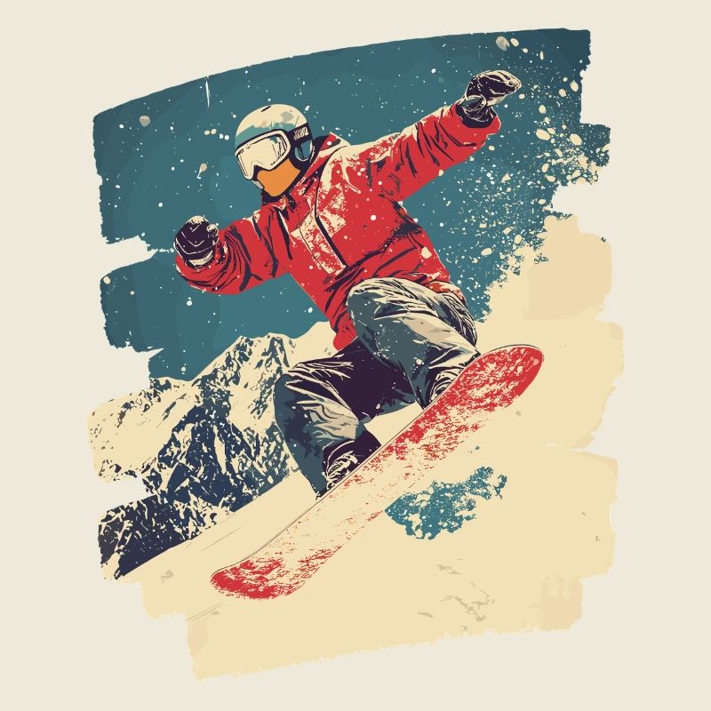 Snowboarder powder snow