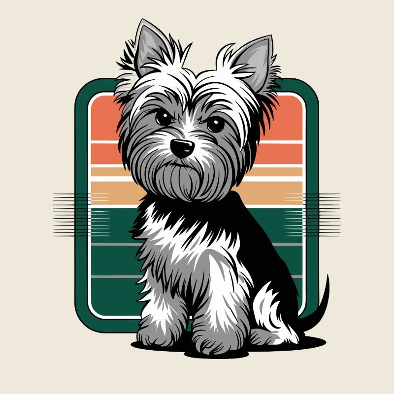Cute Yorkshire Terrier Against Retro Background