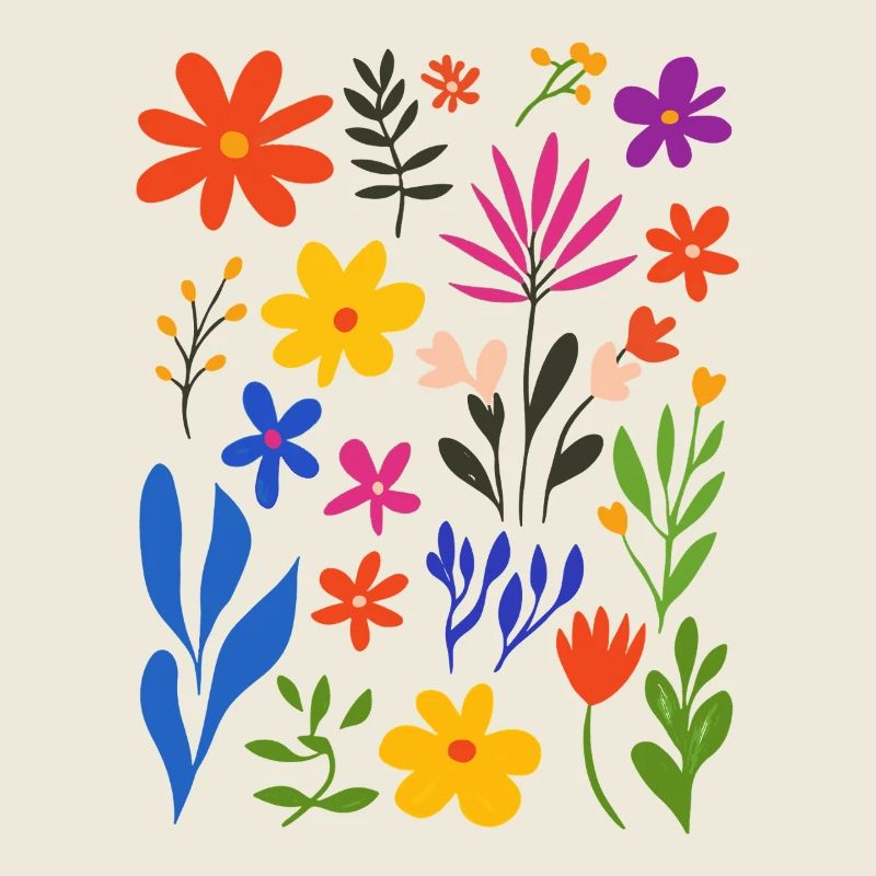 Matisse inspires: Cheerful floral pattern colorful