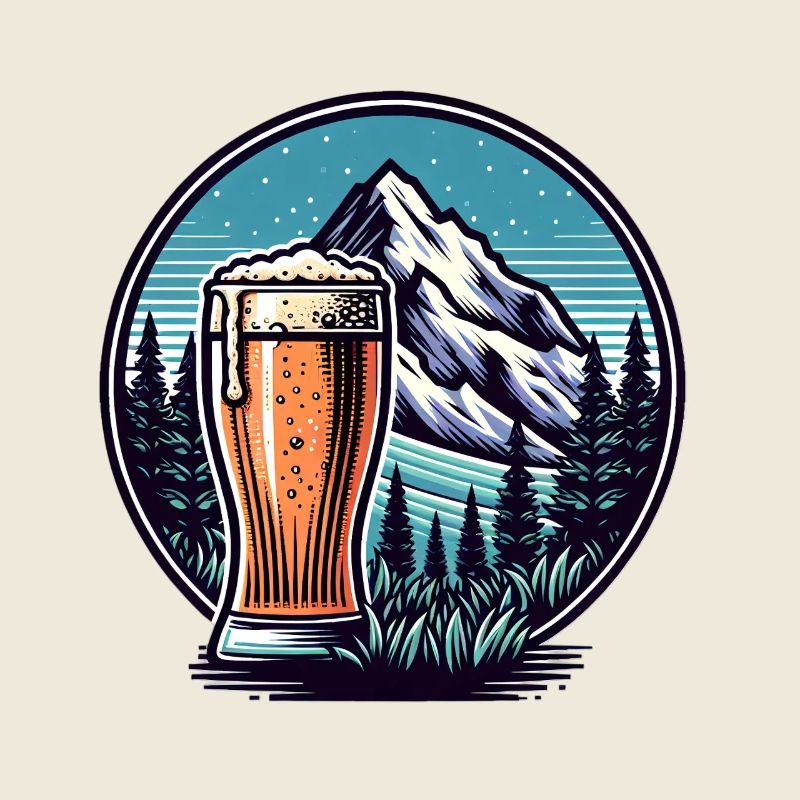 Bergblick mit Bierglas