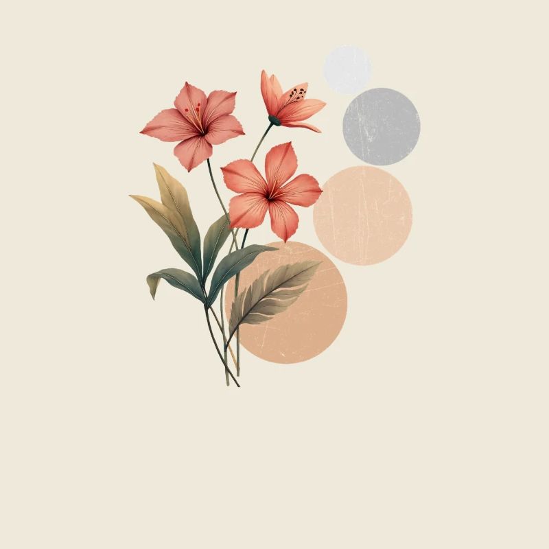 Florale Harmonie mit geometrischen Kreisen