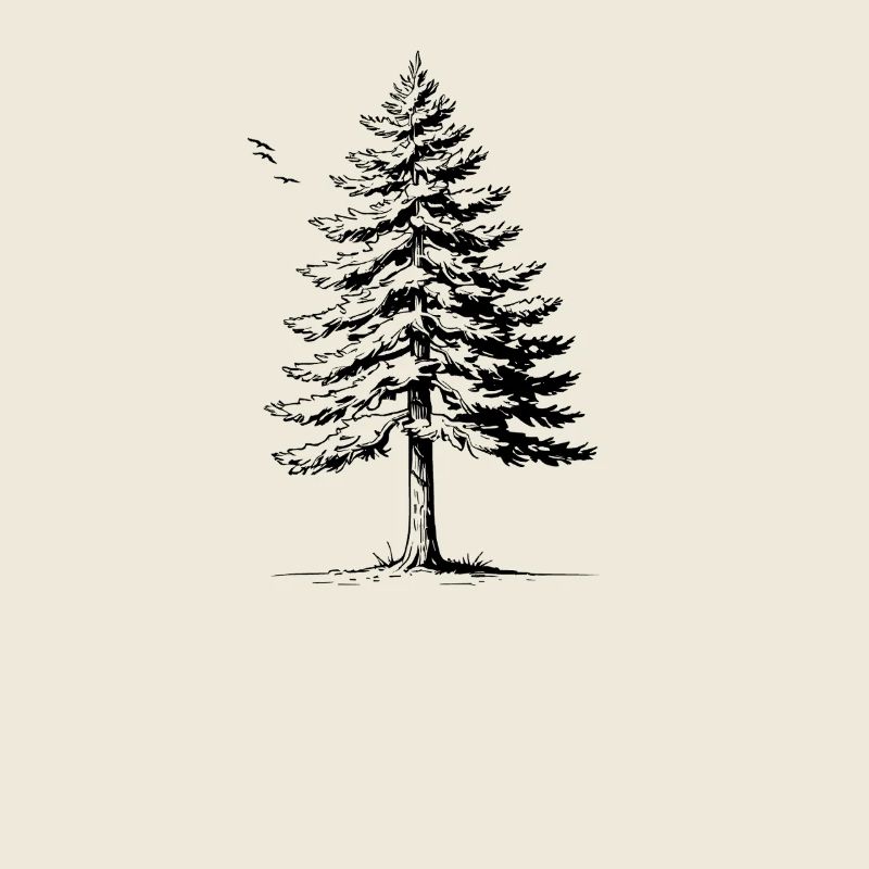 Fichte & Vögel Silhouette
