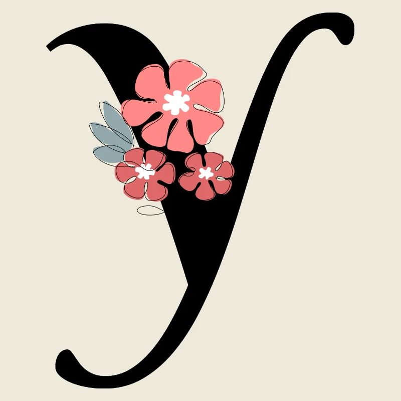 Lettre y fleurs minimalistes