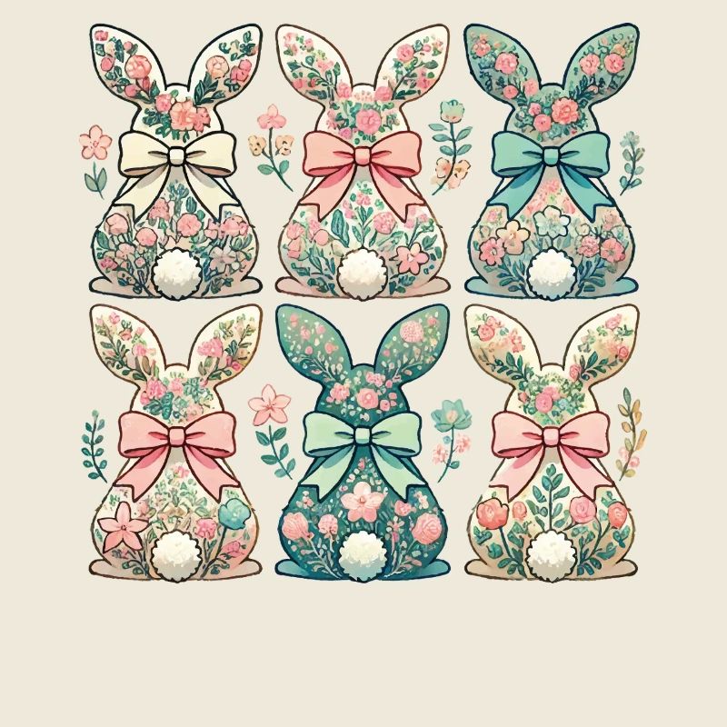 Osterhasen Blumen Retro Vintage Stil
