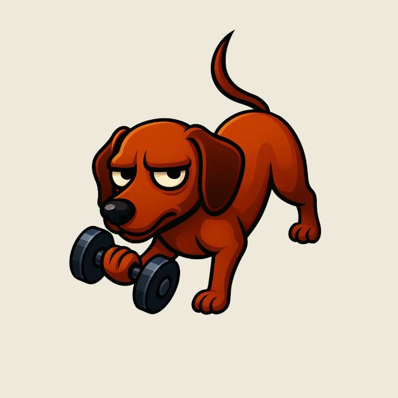 Energetischer Dackel mit Hantel Comic Motivation