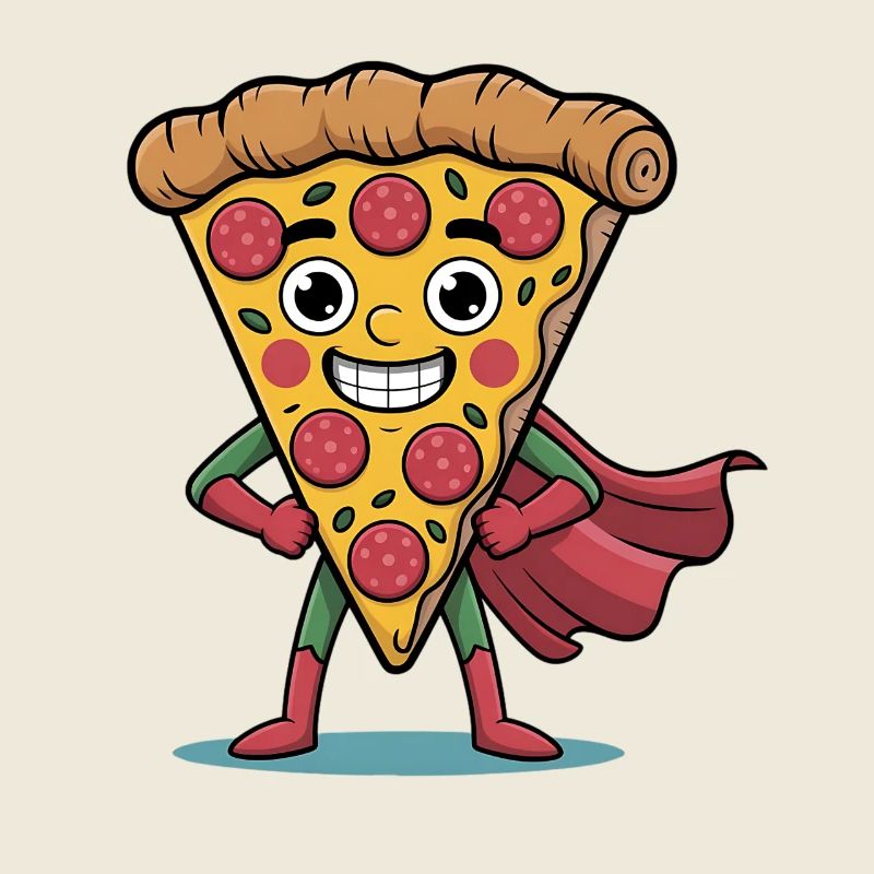 Funny Pizza Cartoon Pizza Slice Design