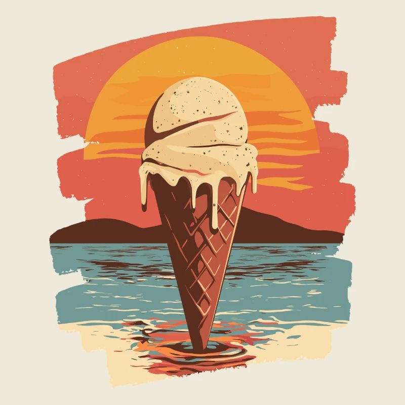 Glace et boule de glace coucher de soleil d’été