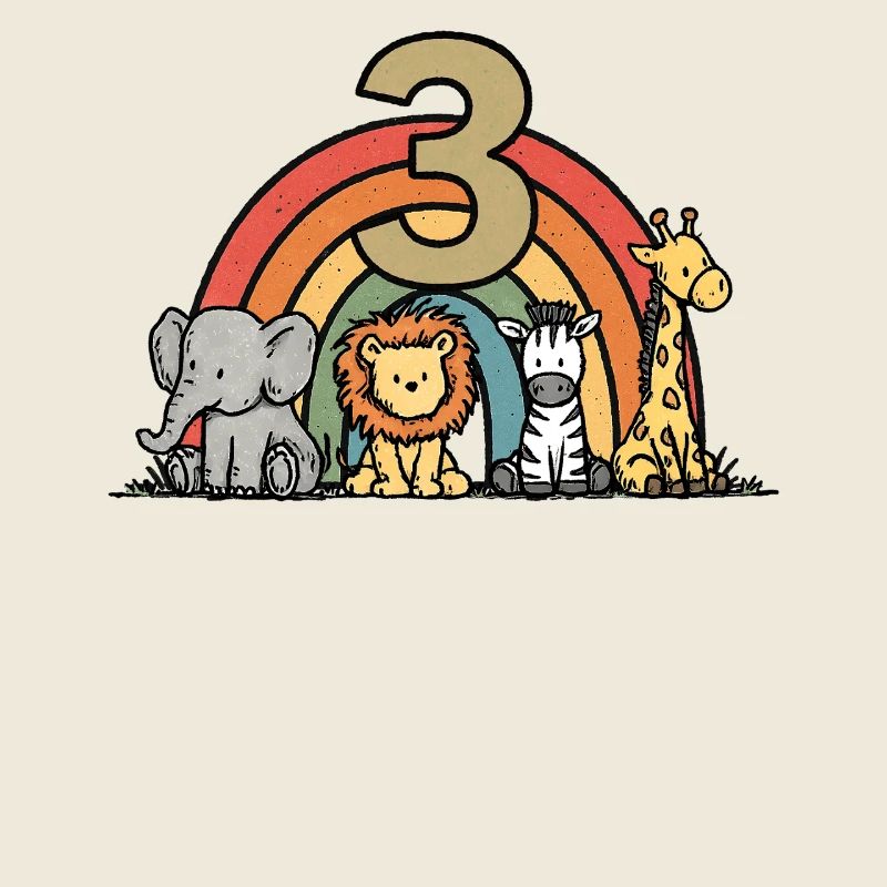 Regenbogen Niedliche Tiere 3 Jahre Kinder Geschenk