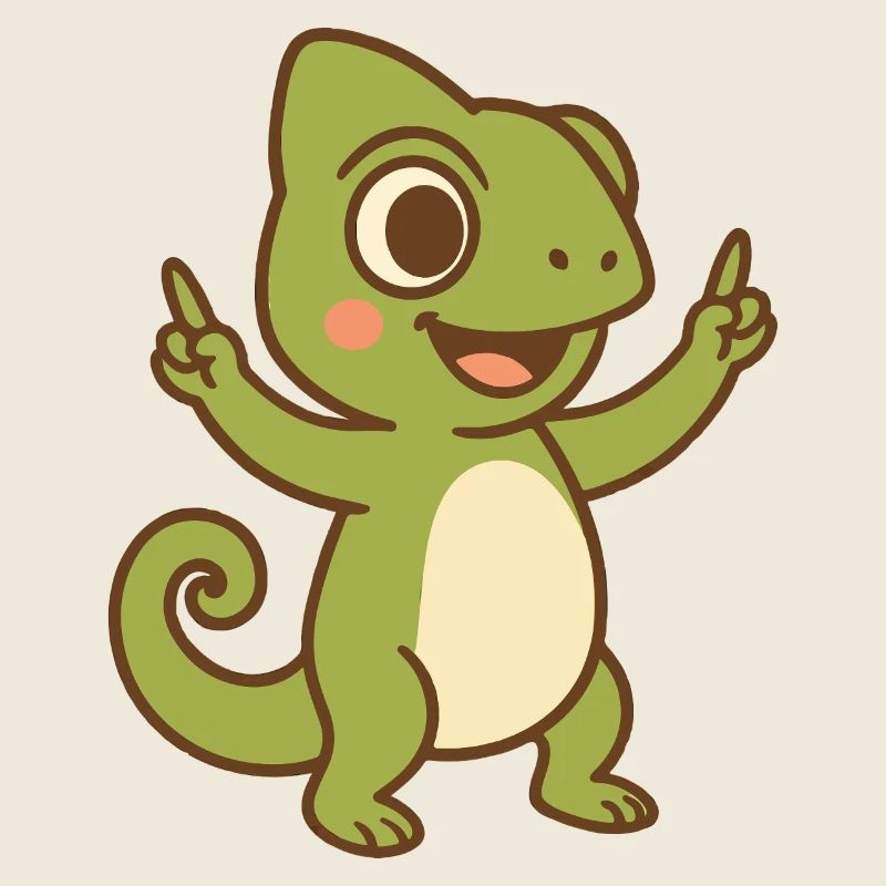 Bébé caméléon heureux