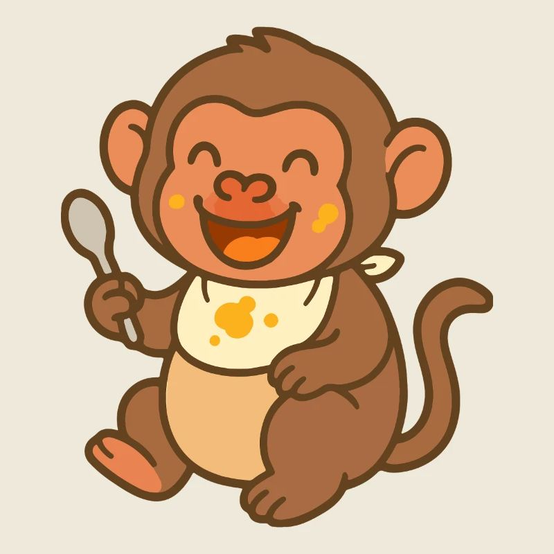 Nourrir avec le bébé singe – s’amuser à la cuillère