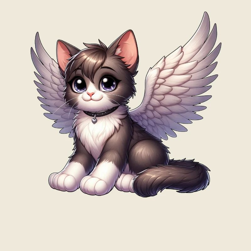 Mignon chat ange ailes dessin animé