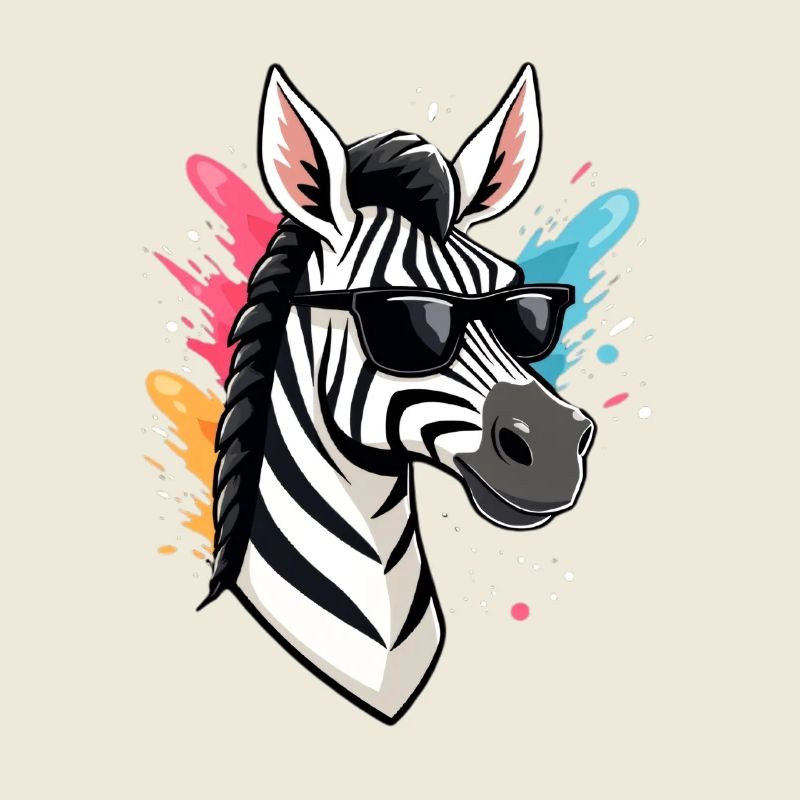 Cooles Zebra mit Sonnenbrille und bunten Farben