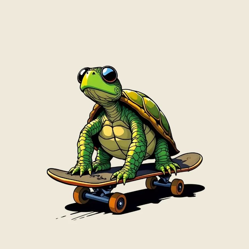 Schildkröte auf Skateboard