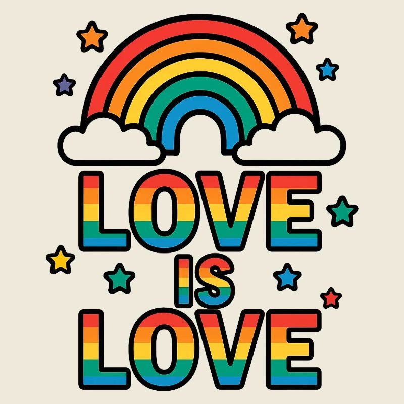 Colorful rainbow with love message