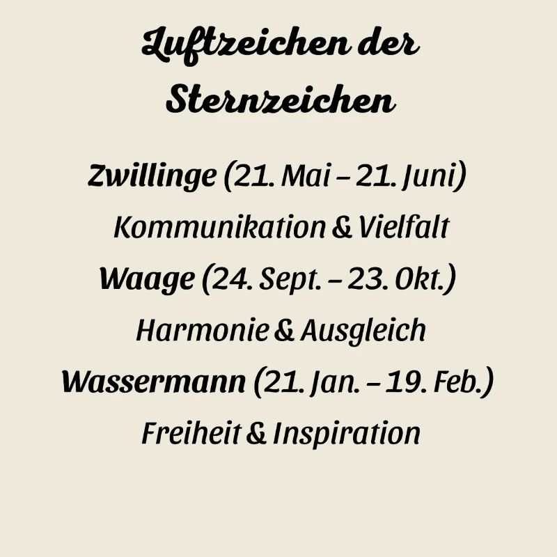 Luftzeichen der Sternzeichen