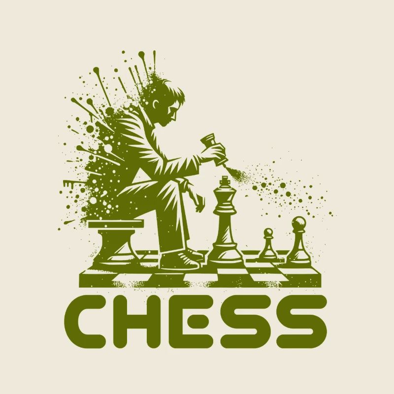 Chess Player Silhouette with Color Explosion