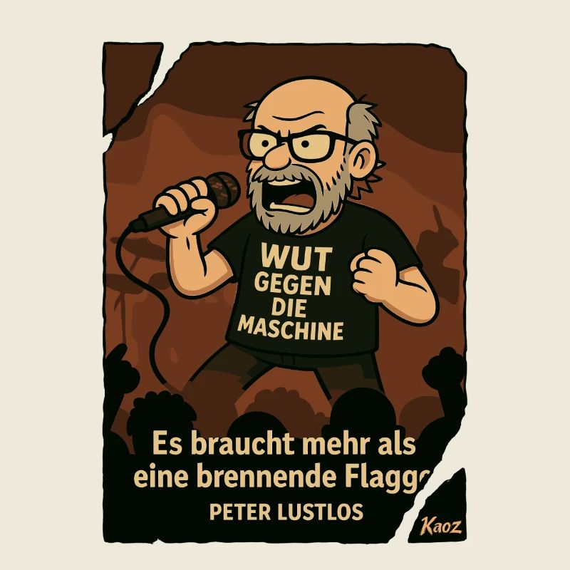 Protestierender Peter Lustlos mit Mikrofon