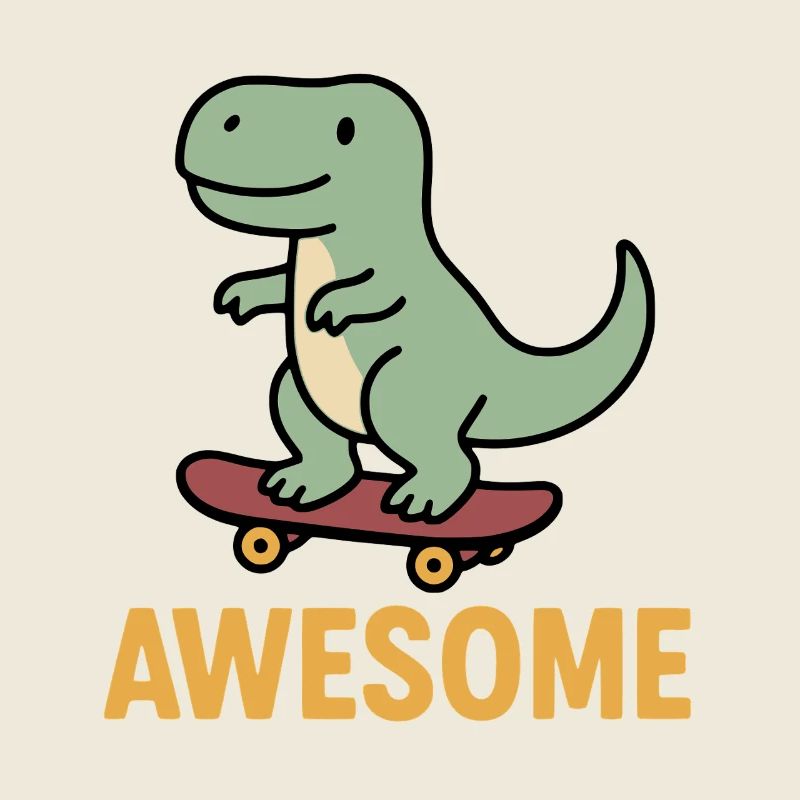 Lässiger Dinosaurier auf Skateboard