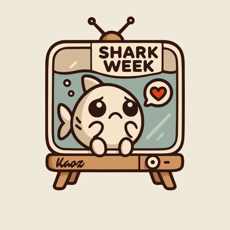 Kawaii Sad Shark Week Illustration