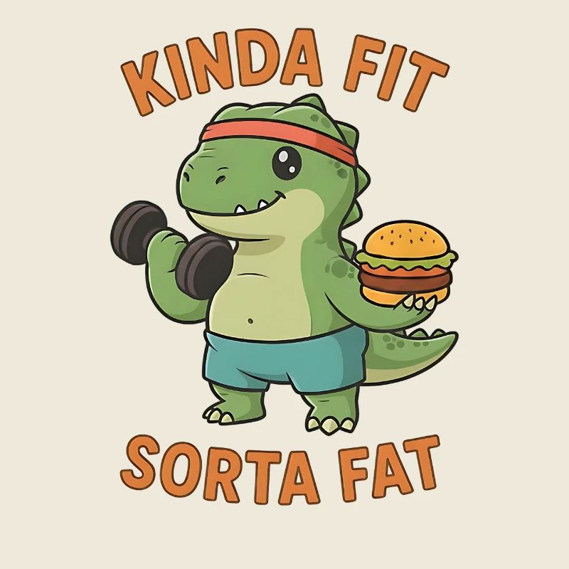 Kinda Fit Sorta Fat Funny Gym Cute Hippo Retro