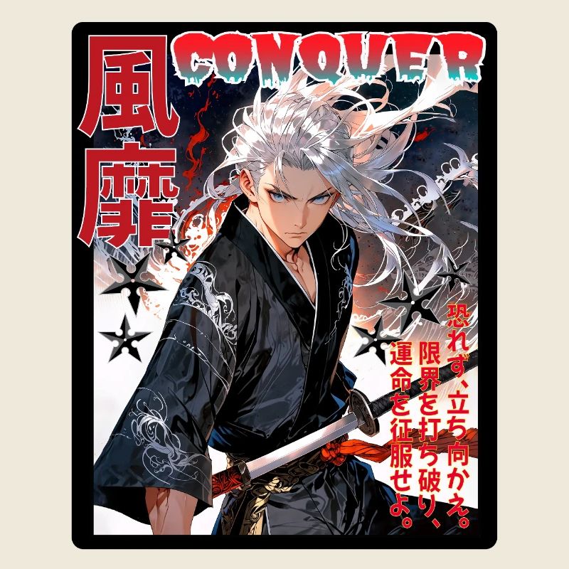 Kämpferischer Samurai mit Windmuster