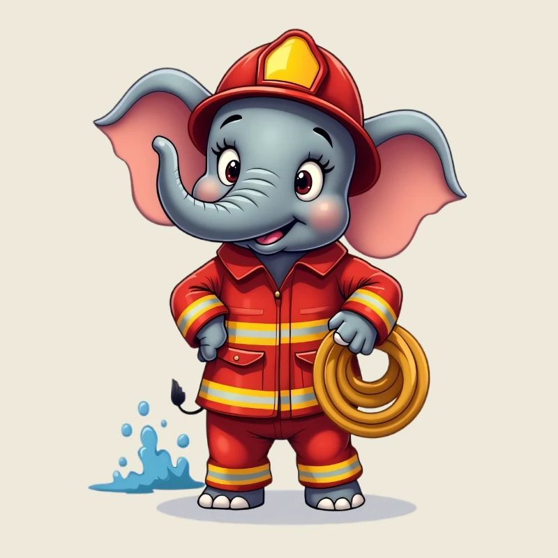 Motif éléphant pompier pour enfants