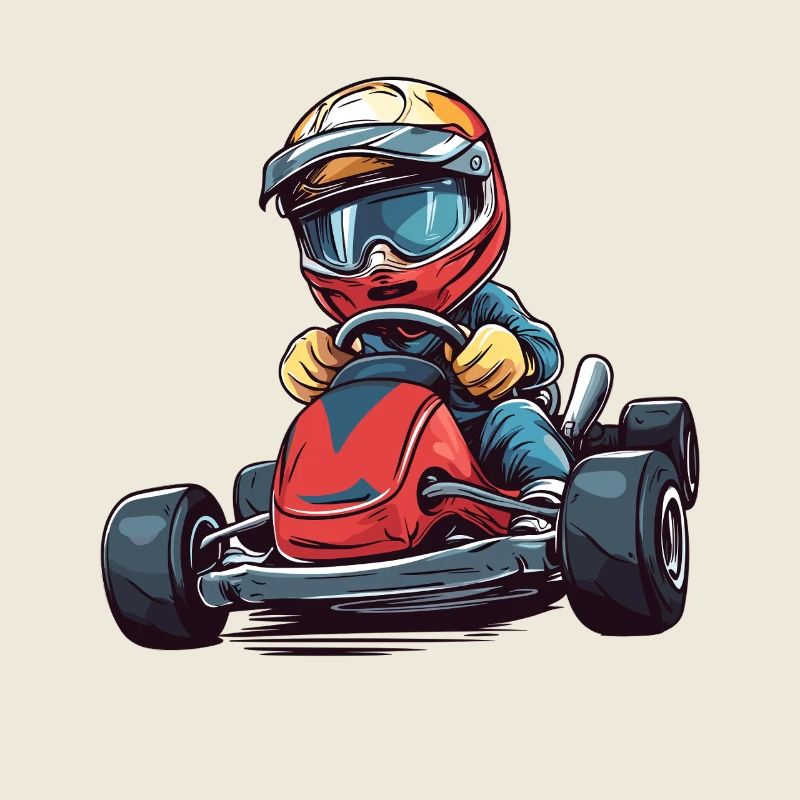 Conception de dessin animé de petit pilote de kart