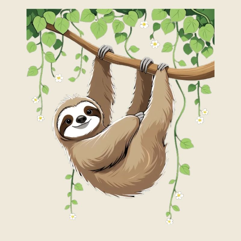 Cute sloth on the tree