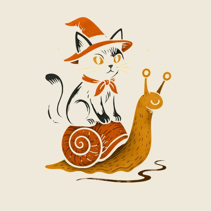 Chat Sorcières et Slime Créature Illustration