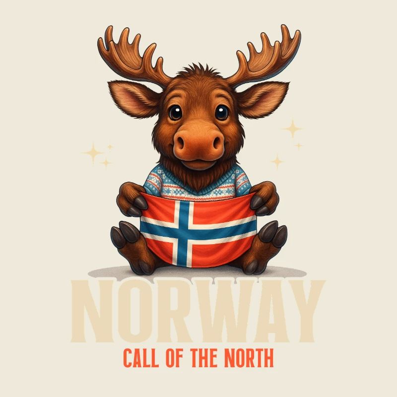 Orignal de Norvège avec drapeau – Appel du Nord